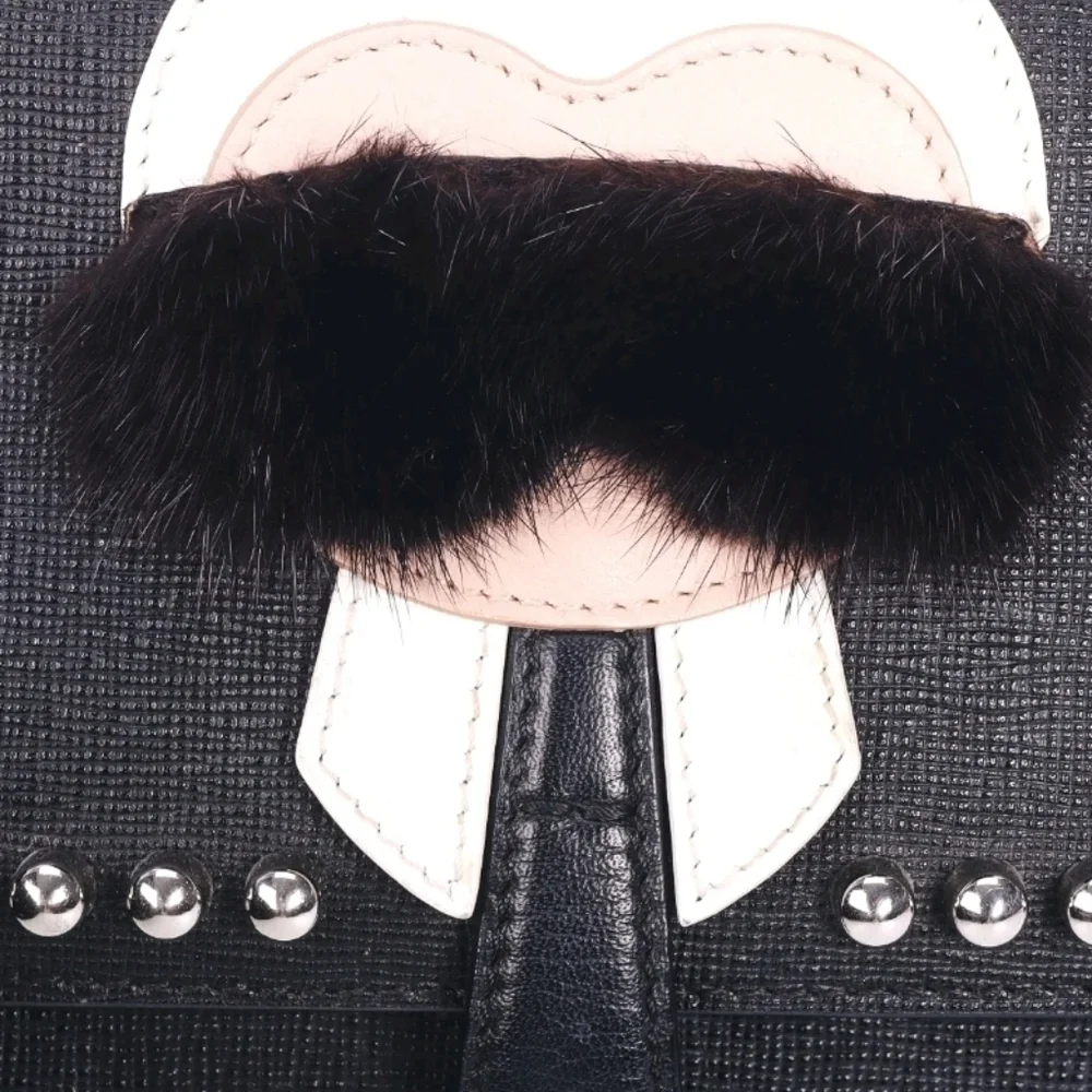 FENDI Authentic Leather Karlito Studs Shoulder Bag Limited Edition Black W/COA - Picture 5 of 12